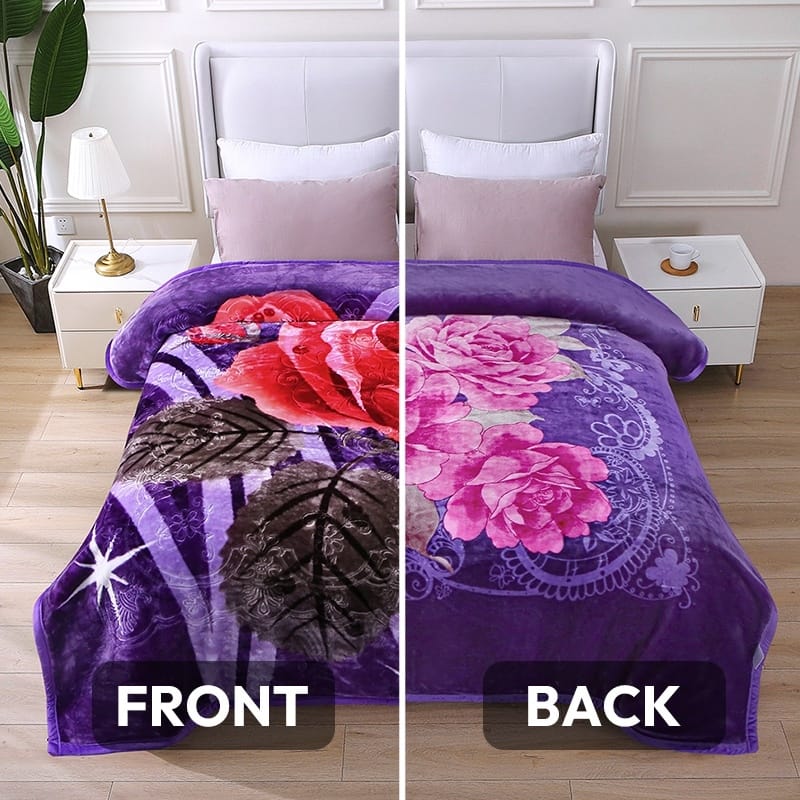 Reversible Mink Blanket Fluffy Fleece Blanket Different Pattern in Each Side