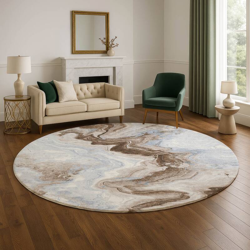 Premium Washable Super Soft Abstract Chic Mayfield Rug - Taupe - 8' x 8'