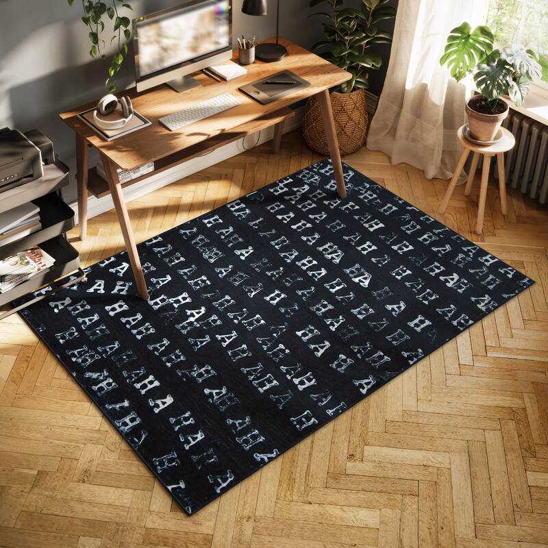 Haha II, Hand Washable Art Area Rug, power-loomed, 100% polyester, 2mm pile & non-slipping back