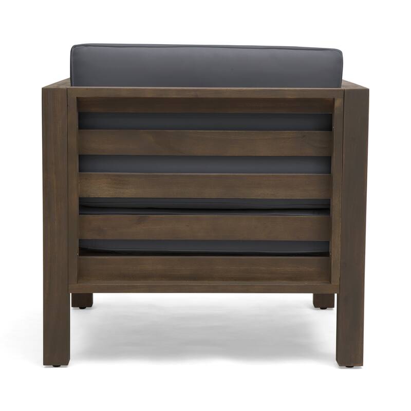 Oana Outdoor Acacia Wood Club Chair with Cushion by Christopher Knight Home