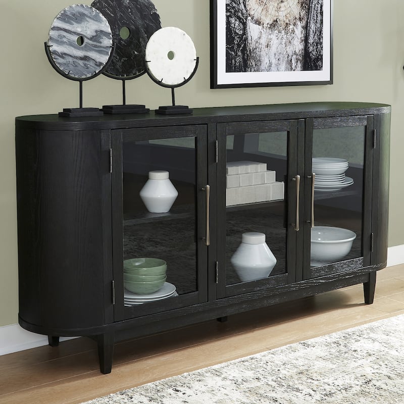 Signature Design by Ashley Rowanbeck Black/Gray Dining Server - 74.13" W x 17.13" D x 35.13" H - 74.13" W x 17.13" D x 35.13" H - Black