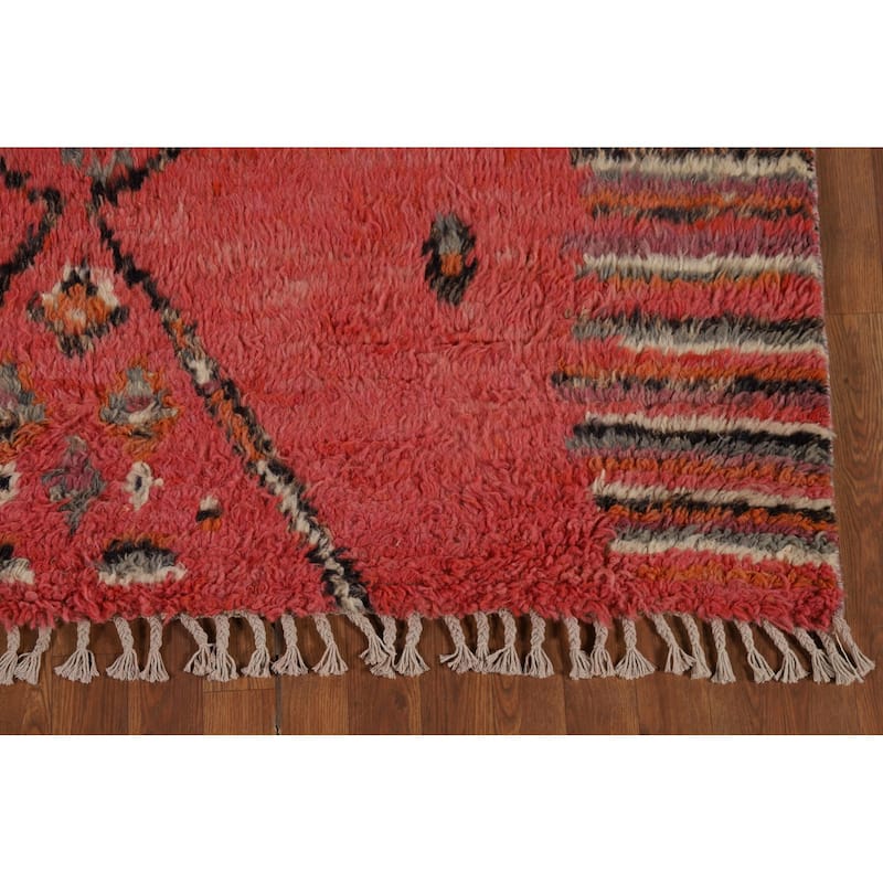 Tribal / Geometric Moroccan Area Rug Hand-Knotted Wool Carpet - 5'6" x 8'6"
