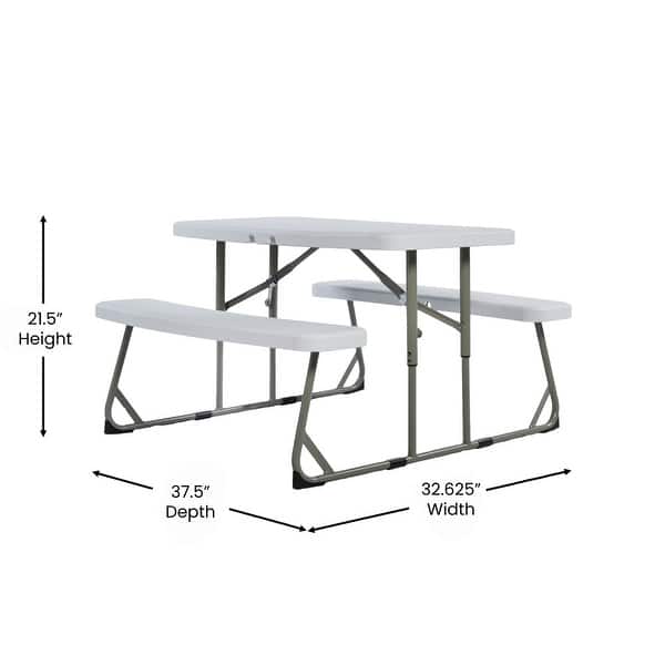 dimension image slide 0 of 2, Indoor/Outdoor Commercial Grade Kids Folding Picnic Table with Benches