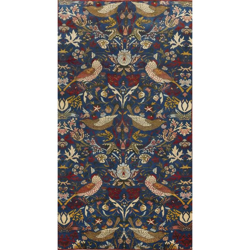 Hand Knotted Oriental 100% Wool Carpet Traditional All-Over Navy Blue & Blues Ziegler Area Rug - 19' 9'' X 9' 11''