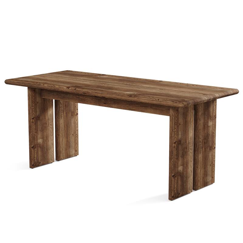 Solid Wood Dining Table 63 Inch Farmhouse Kitchen Table for 4-6