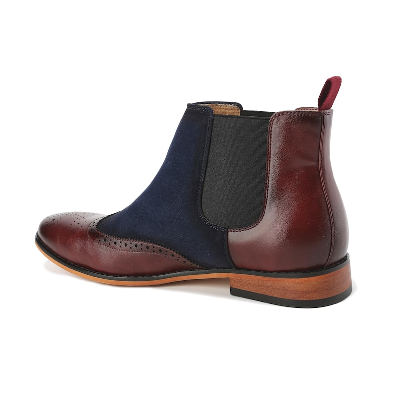Gino Vitale Mens Wingtip Brogue Two-Tone Chelsea Boots
