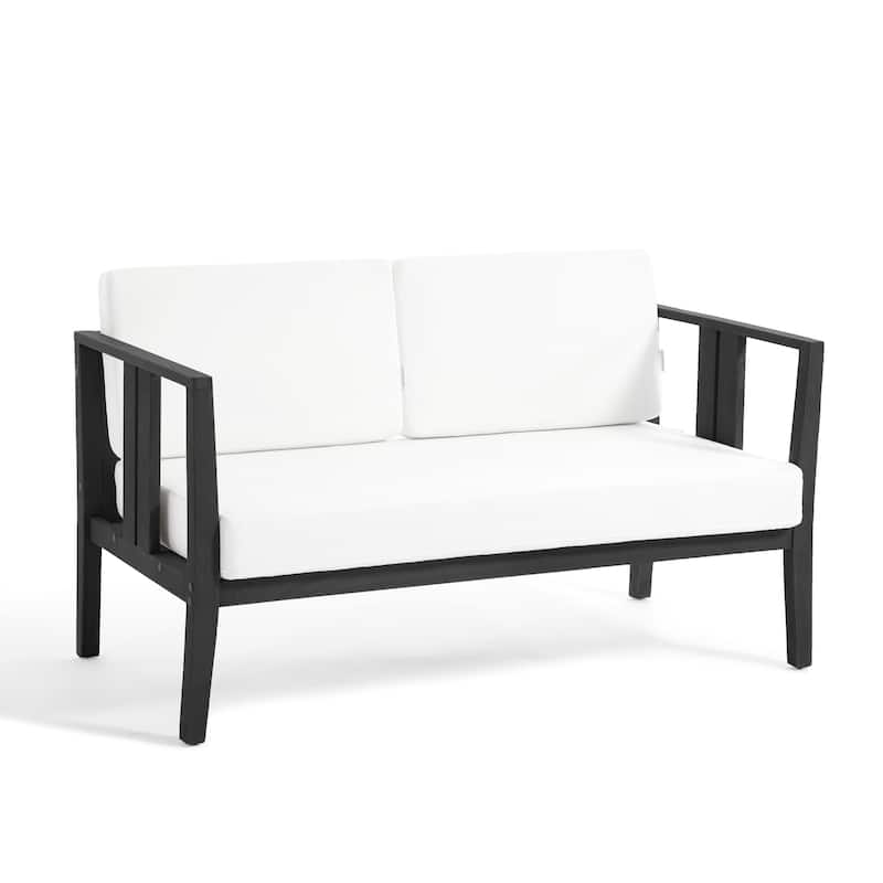 Uixe Teak Patio Loveseat with Coffee Table Outdoor Conversation Set
