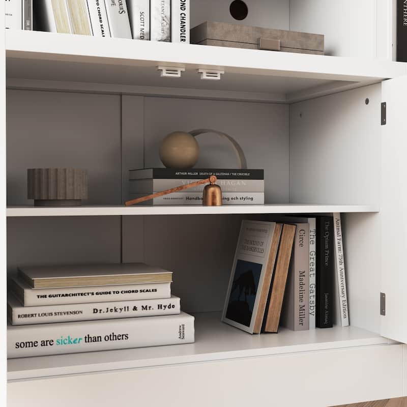 101.7" Large Entertainment Center with LED Spotlights TV Stand with Hutch & Glass Display Cabinets, Media Console Storage Unit