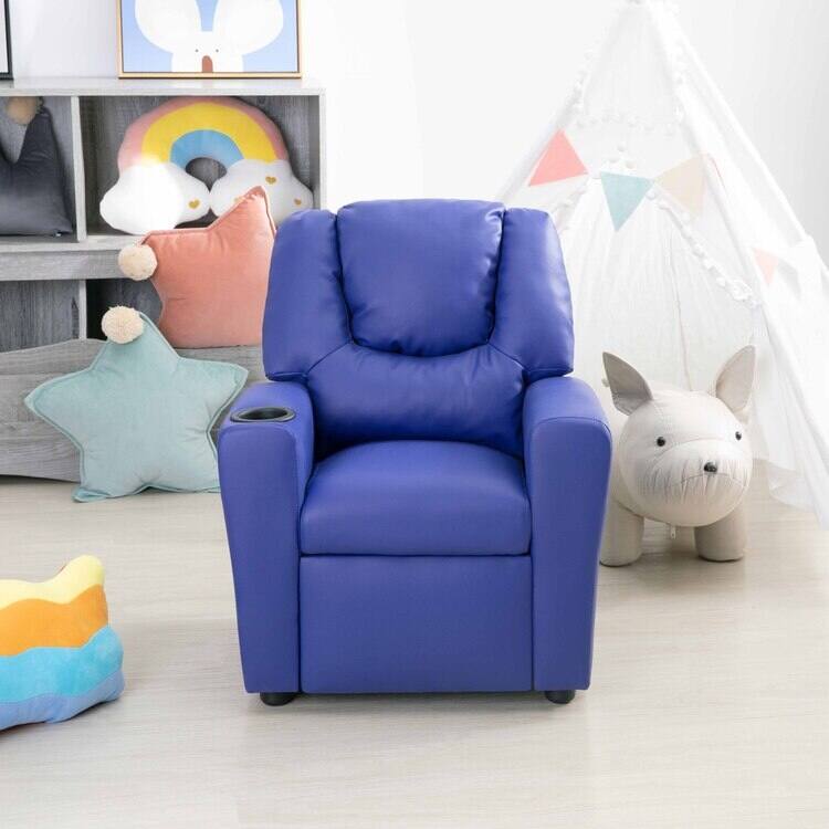 Pushback Kids Recliner Chair with Footrest & Cup Holders - Ultimate Comfort for Toddlers
