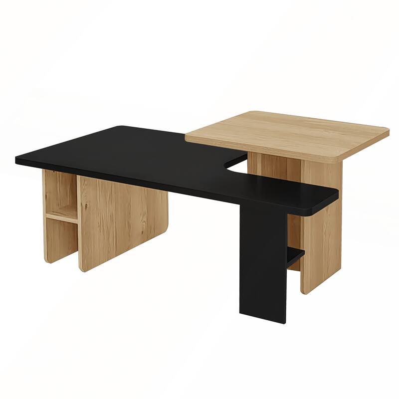 U-Can Set of 2 Nesting Coffee Tables with Durable Particle Board, Versatile and Stylish for Modern Living Rooms