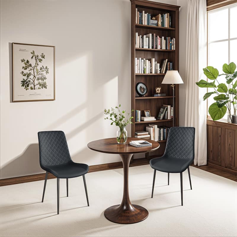 Black PU Leather Dining Chair Set of 4 with Metal Legs