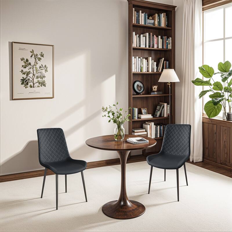 PU Leather Dining Chair Set of 2 with Metal Legs for Kitchen, Restaurant, Living, Meeting Room