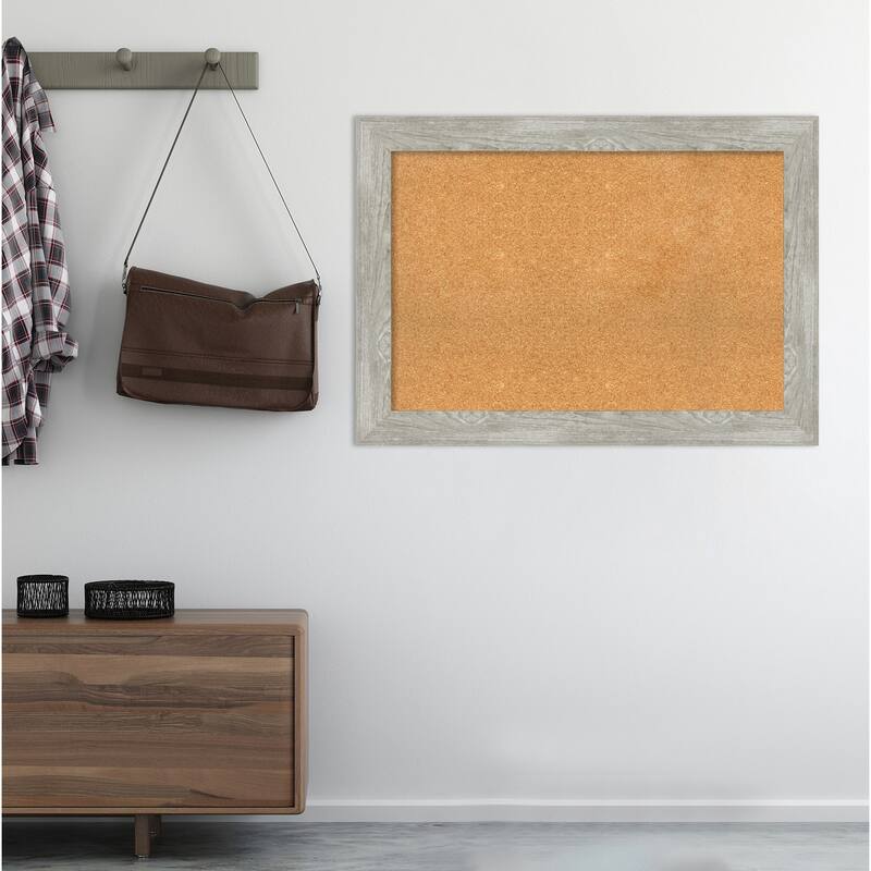 Dove Greywash Framed Cork Bulletin Memo Board