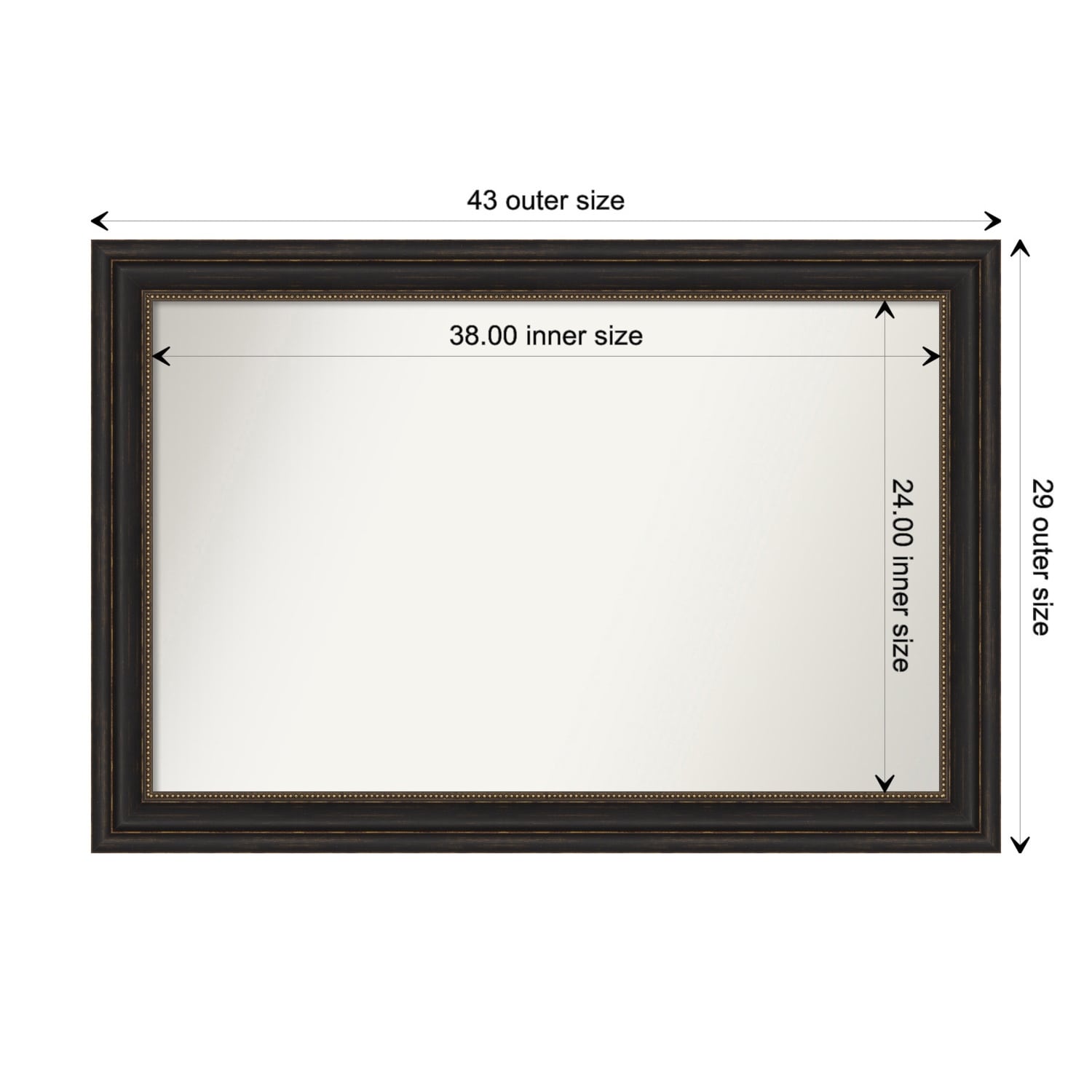 Accent Bronze Framed Non-Beveled Custom Wall Mirror, Bathroom Vanity Mirror
