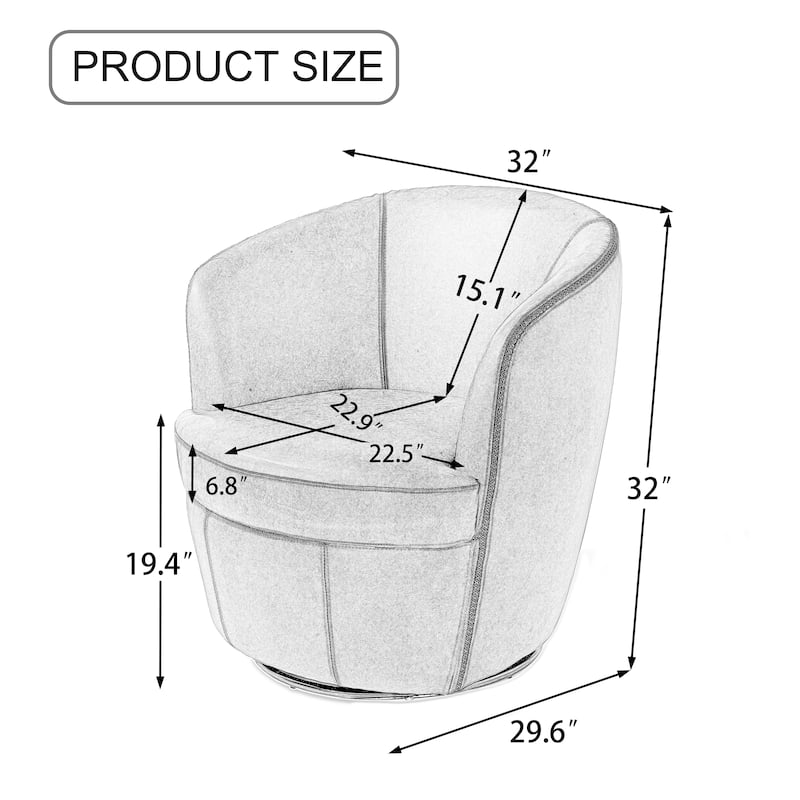Faux Leather Swivel Barrel Accent Chair for Living Room
