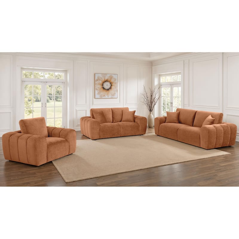 Burnett Chenille Upholstered Sofa Set