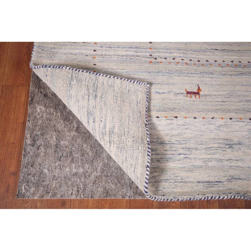 Gabbeh Indian Area Rug Handmade Beige Wool Carpet - 6'6"x 9'10"