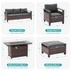 preview thumbnail 18 of 31, Bonosuki 8 Pieces Patio Sofa with Rectangle Fire Pit Table and Ottomans, All-Weather PE Rattan Wicker Sofa with Cushion, Gray