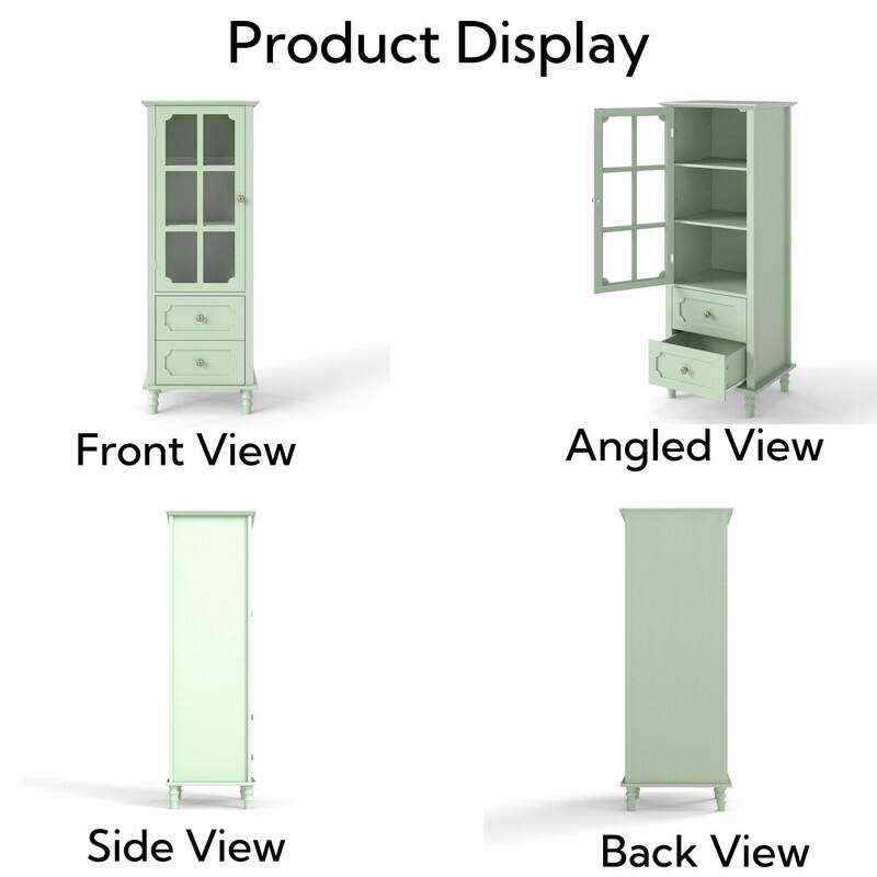 Modern 52.36" Wooden Buffet Cabinet with Glass Doors and Double Drawer for Living room, Dining Room Hallway Entryway