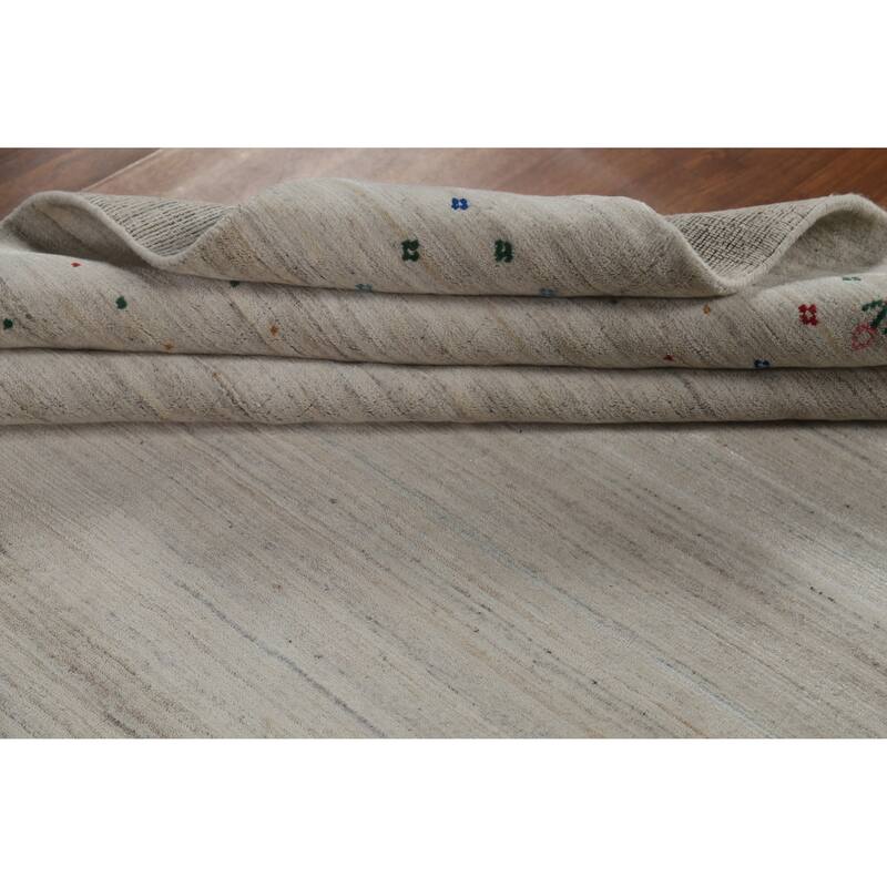 Hand Knotted Oriental 100% Wool Carpet Tribal Tribal Beige & Ivories Gabbeh Area Rug - 9' 11'' X 8' 1''