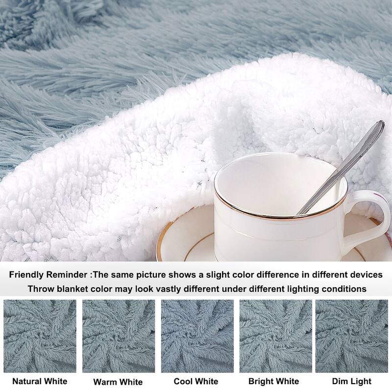 Faux Fur Blanket Soft Warm Reversible Shaggy Sherpa