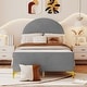 preview thumbnail 30 of 52, Bedroom Velvet Fabric Bed Frame with Classic Semi-circle Shaped Headboard and Metal Legs, Upholstered Platform Bed for Kids