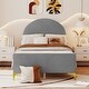 preview thumbnail 11 of 52, Clean-Lined Platform Bed Mental Legs Low Profile Bed Velvet Upholstered Bed Frame with Semi-Circle Headboard Mattress Holde Grey - Twin