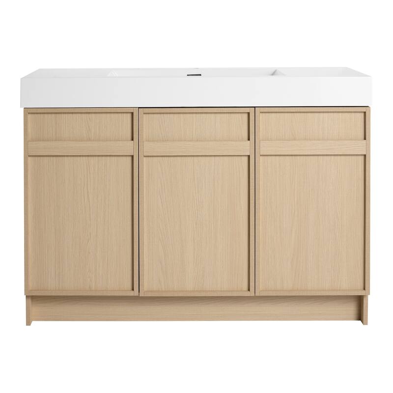 Double Sink Bathroom Vanity with Resin Basin, Soft-Closing Doors, Adjustable Shelves, Scratch