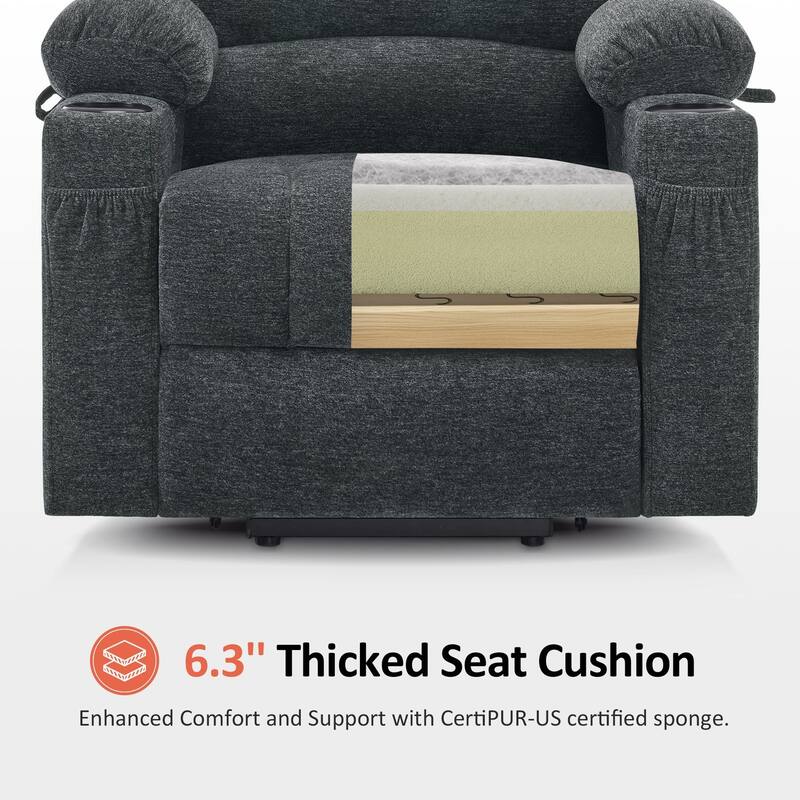 MCombo Power Lift Recliner Chair, Massage and Heat for Elderly, Extended Footrest,Cup Holders, USB Ports 7095