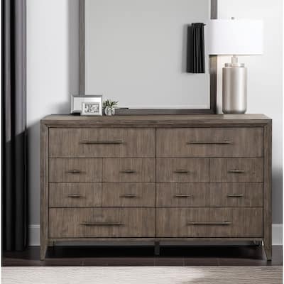 Bridgevine Home Avana 8-Drawer Dresser, No Assembly Required, Smokey Greige Finish