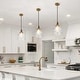 preview thumbnail 4 of 17, Elisie Mid-century Modern Pendant Light 1-Light Waterfall Glass Hammered Dome Kitchen Island Lighting Dining Room