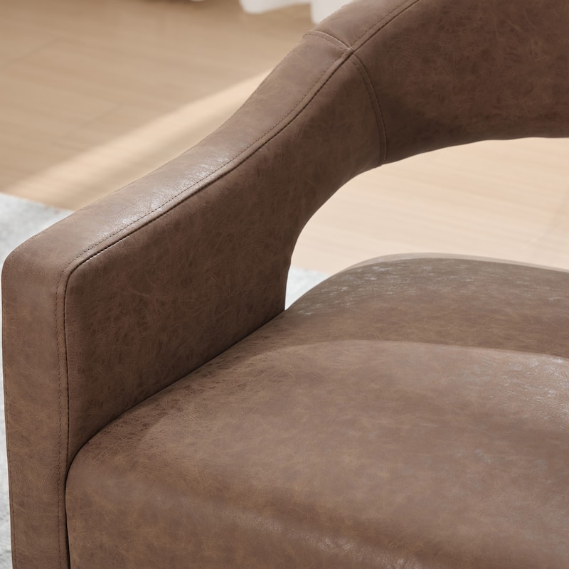 26.3"W PU Leather Accent Chair,Modern Armchair with Wood Legs