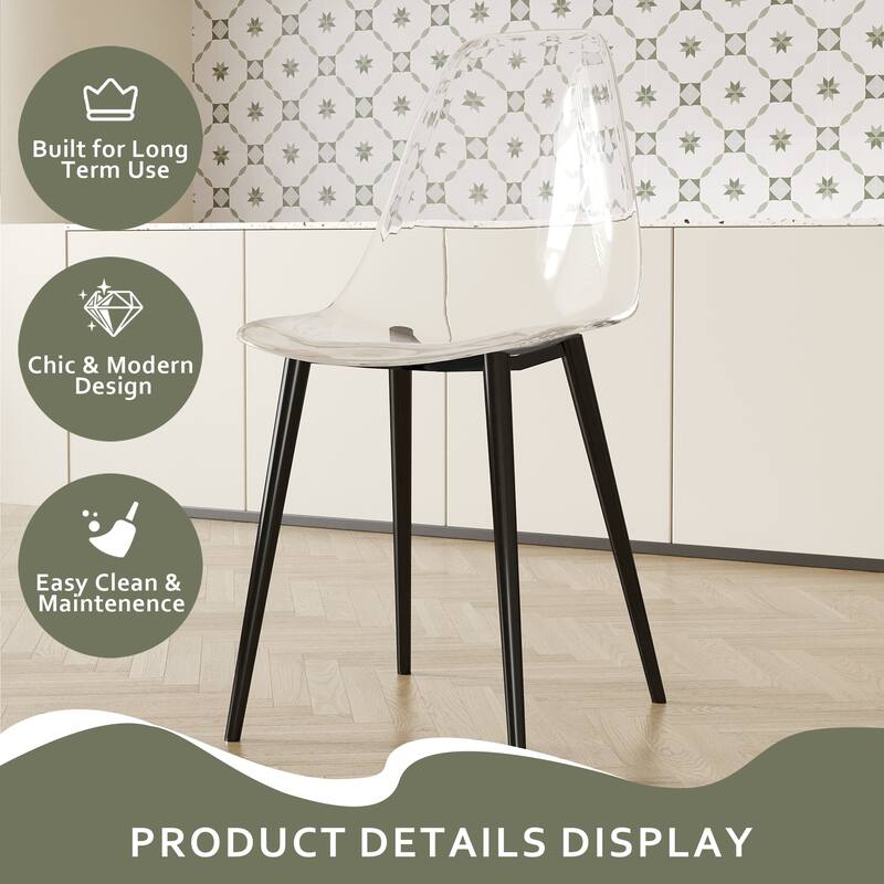 Modern Kitchen Transparency Dining Room Chairs Set of 6