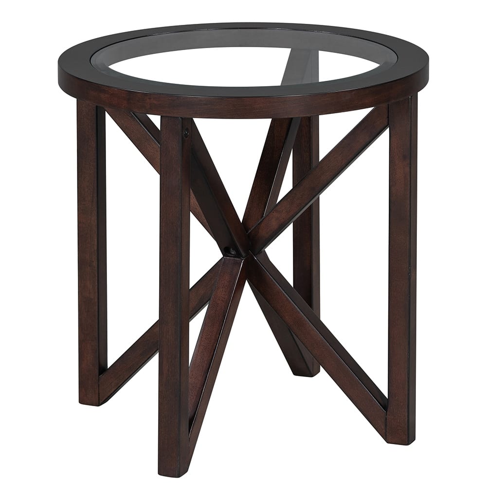 Modern Coffee Table Living Room Coffee Table With Round Transparent Glass Top, Anti-Scratch Design, Solid Wood Tripod