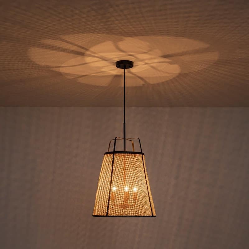 3-Light Natural Bamboo Hand-woven Cone Pendant