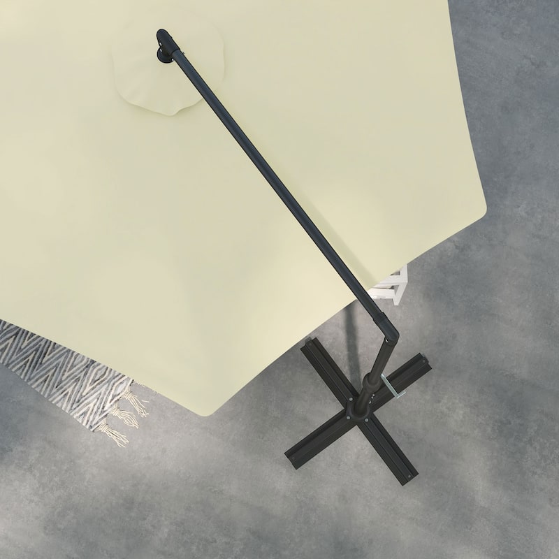 Hanging Patio Umbrella Heavy Duty Outdoor Umbrella with Crank Cross Base and Vents for Garden Pool, Backyard Patio, Beige