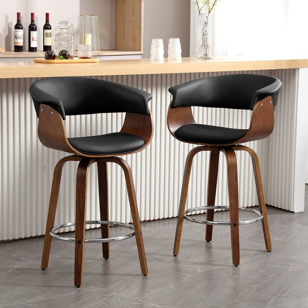 Modern Swivel Bar Stools Upholstered Counter Height Stools, Set of 2