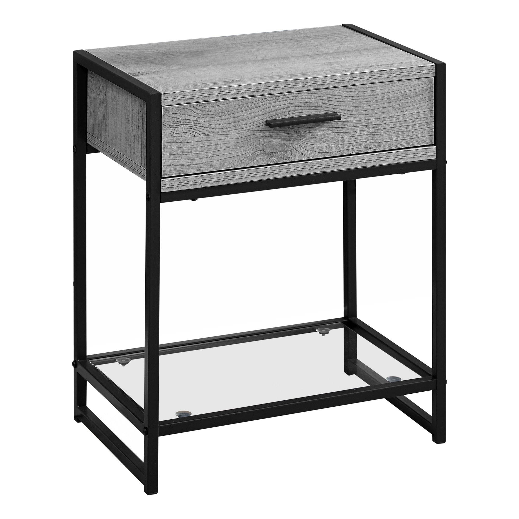 HomeRoots 22" Black And Gray End Table With Drawer And Shelf - 12