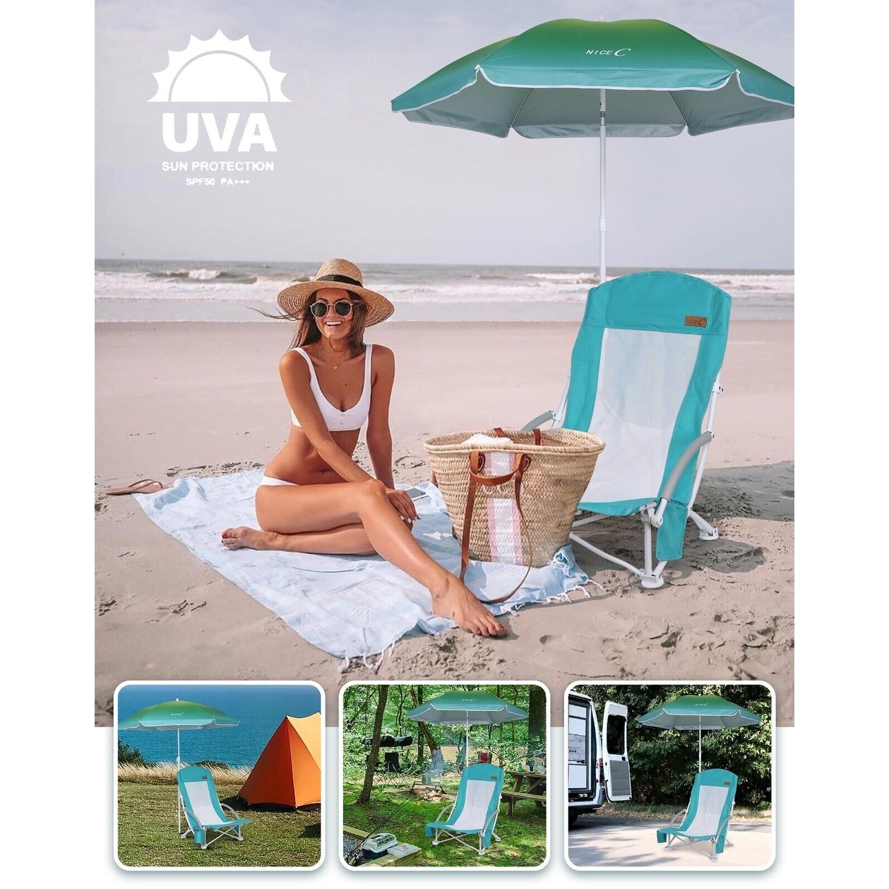 Beach Chair Beach Chairs for Adults w Cooler Umbrella Compact