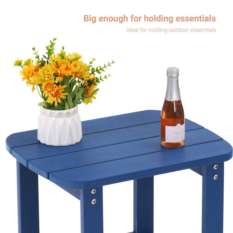 LIVOOSUN Patio Adirondack Plastic Wood Outdoor Side Table for Deck