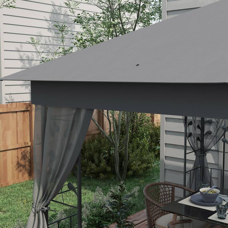 10' x 11.5' Metal Double Roof Outdoor Gazebo Canopy Shelter w/ Netting