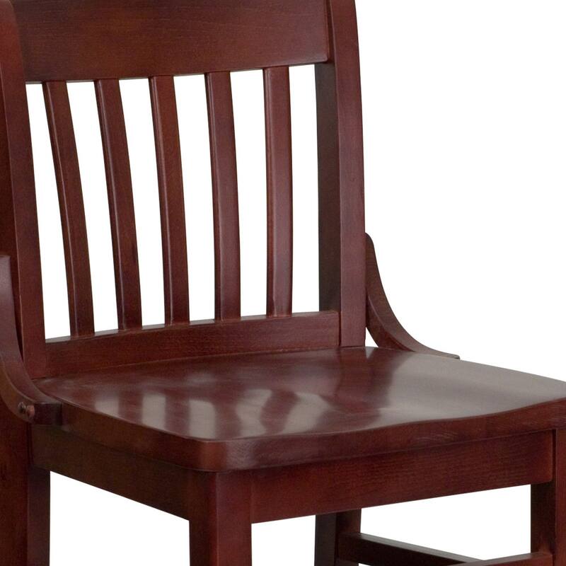 School House Back Wood Restaurant Dining Barstool - 18.5"W x 18.75"D x 44"H