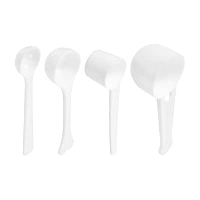 4Pcs Plastic Measuring Spoons Set Powder Scoops Spoon Kitchen Spoons - White