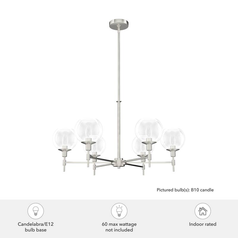 Hunter Xidane Metal and Glass Orb Chandelier - Entry, Kitchen or Dining Room Table, Bedroom - Mid-Century Modern, Transitional