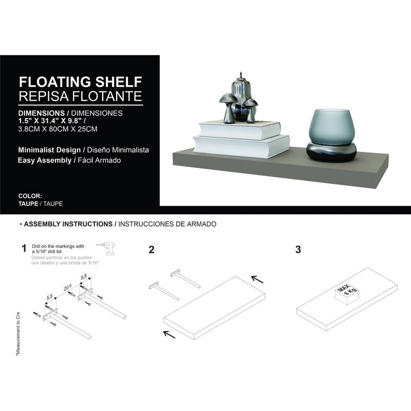 32-Inch Wall-Mounted Floating Shelf Set of Two