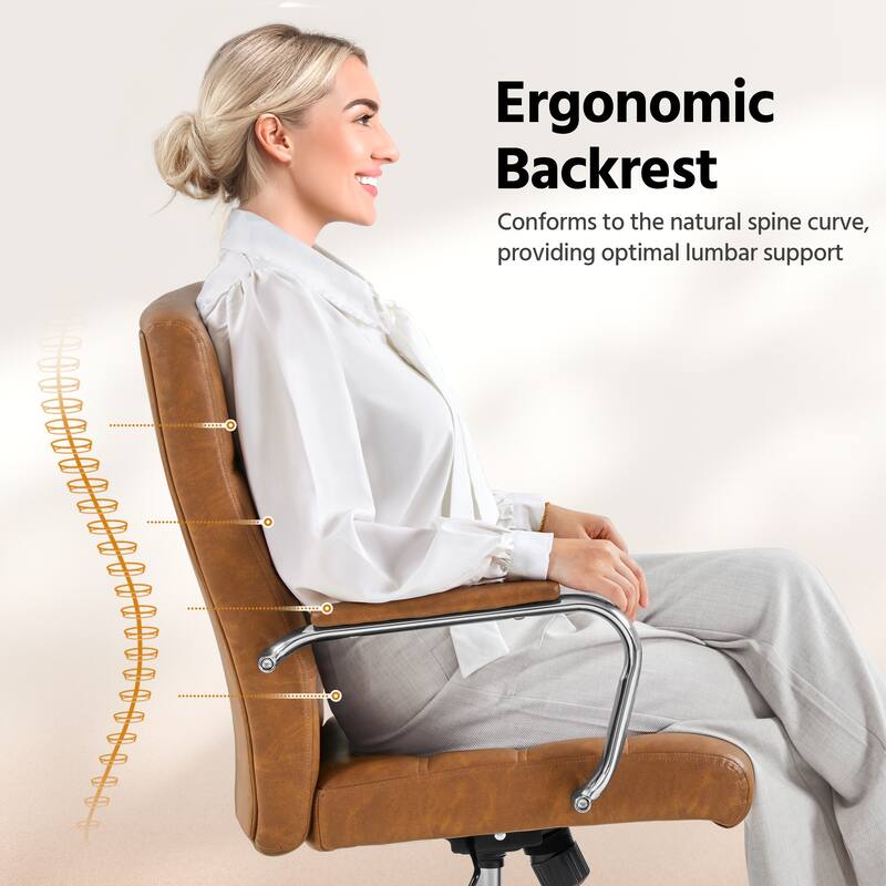 Yaheetech Adjustable Mid-Back Faux Leather Swivel Office Chair