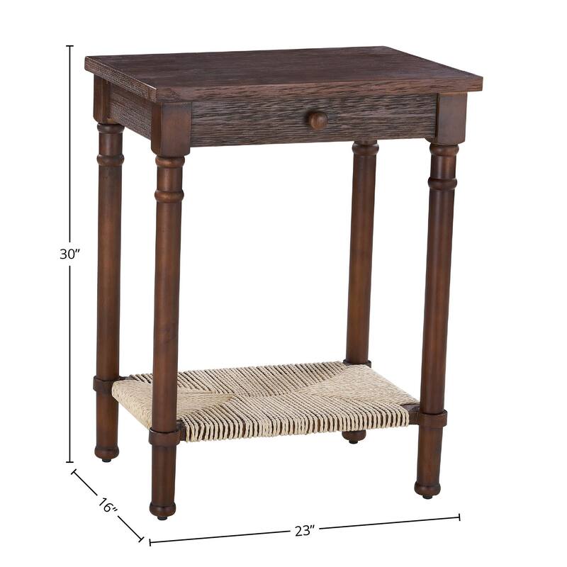Haven Fir Wood End Table, Walnut