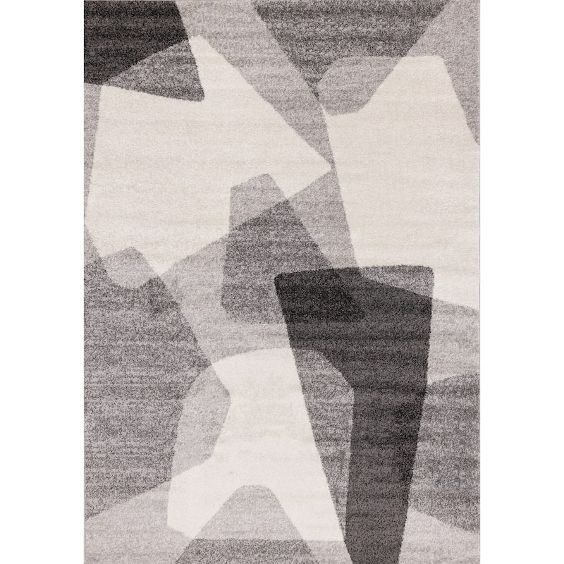 Flynn Collection - Grey/White Geometric Shapes Rug