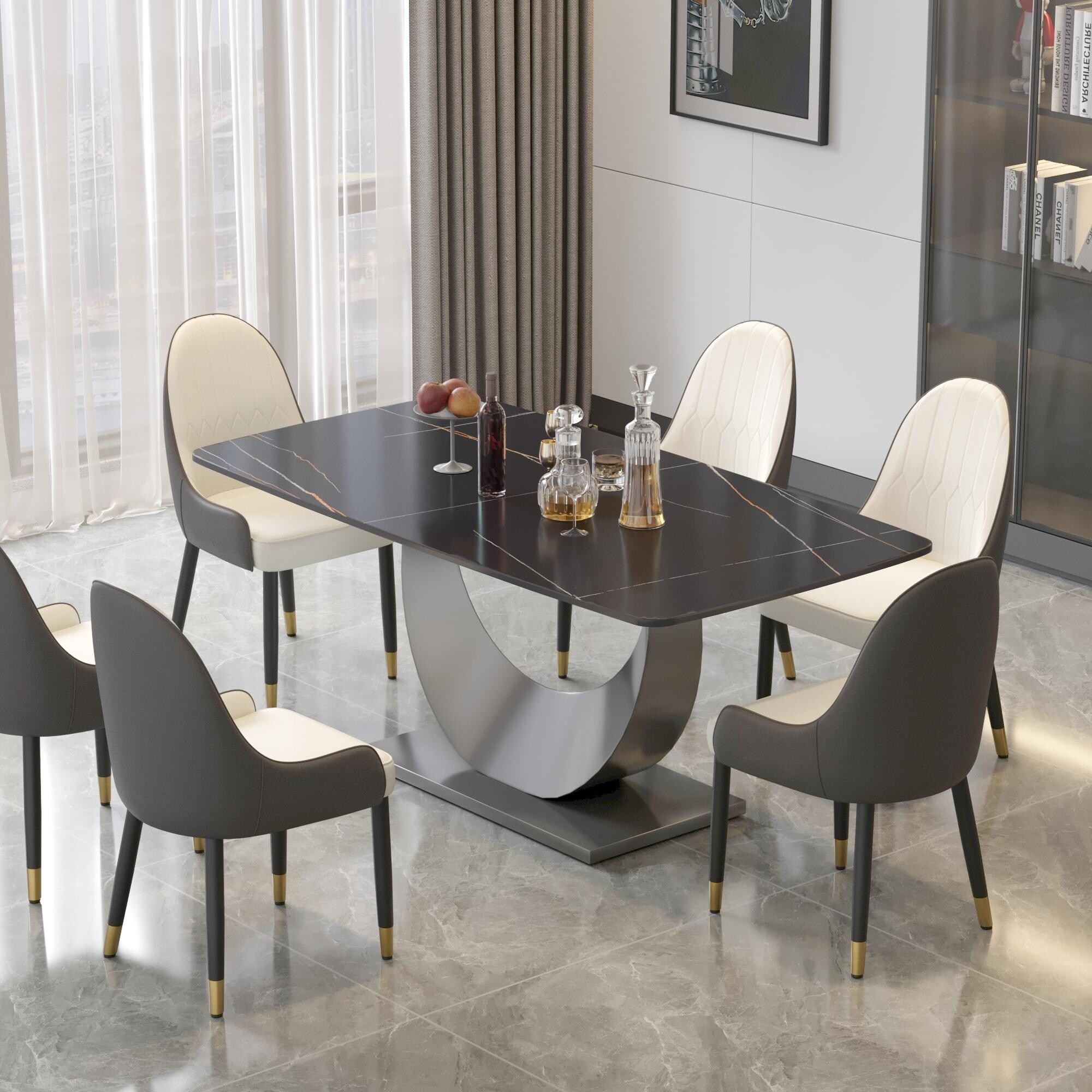71'' Modern Rectangular Sintered Stone Dining Table - Overstock