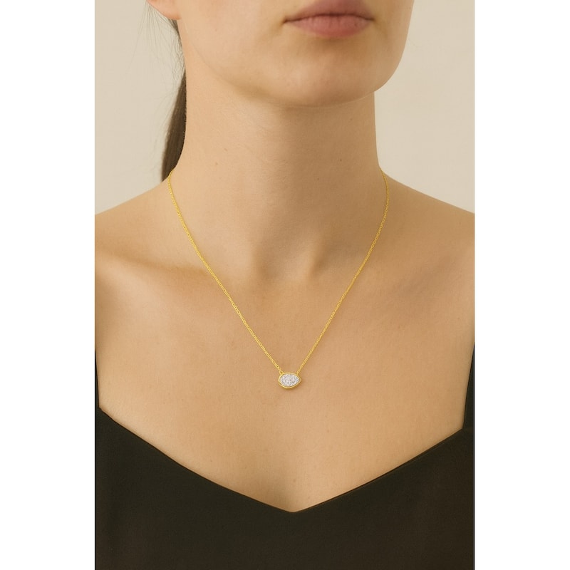 Pear Cut Bezel Set Cubic Zirconia Pendant Necklace